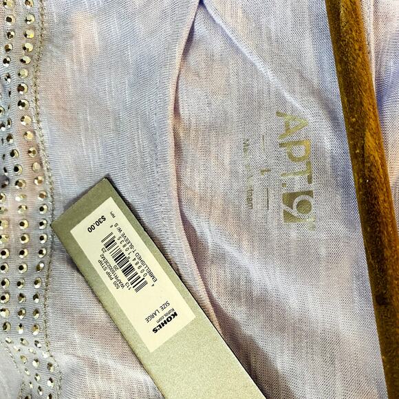 NEW! Apt. 9 Scoop Neck Tee Lilac Rhinestone Cap Sleeve - L - Picture 4 of 4